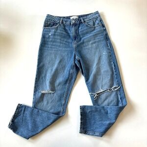 Dynamite Claudia Jeans Size 28 Hi Rise Mom‎ Jean Medium Wash Ripped Distressed